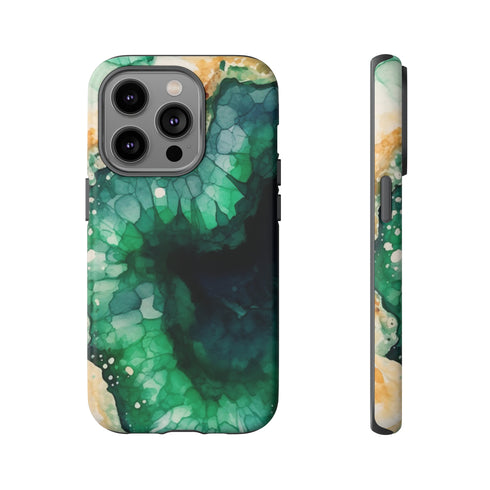 Green Geode in Watercolor - Impact Resistant Phone Case iPhone 14 Pro Matte